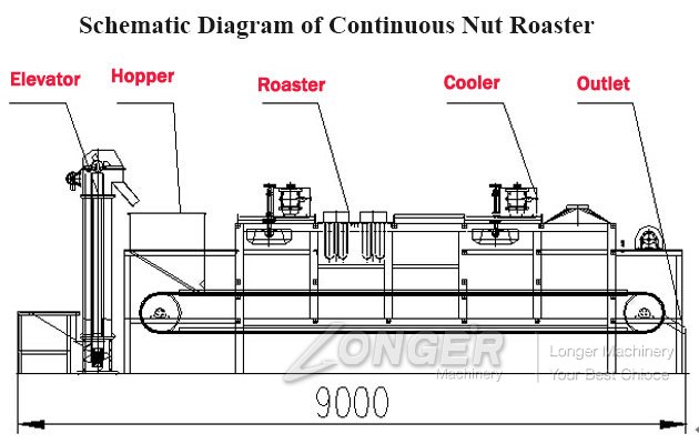 Continuous Nut Roaster Machine in China
